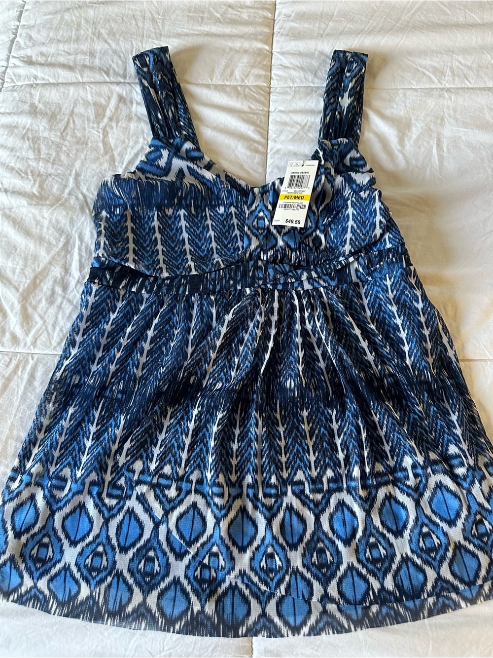NEW INC International Concepts Petite M Blue Geometric Print Sleeveless Top NWT